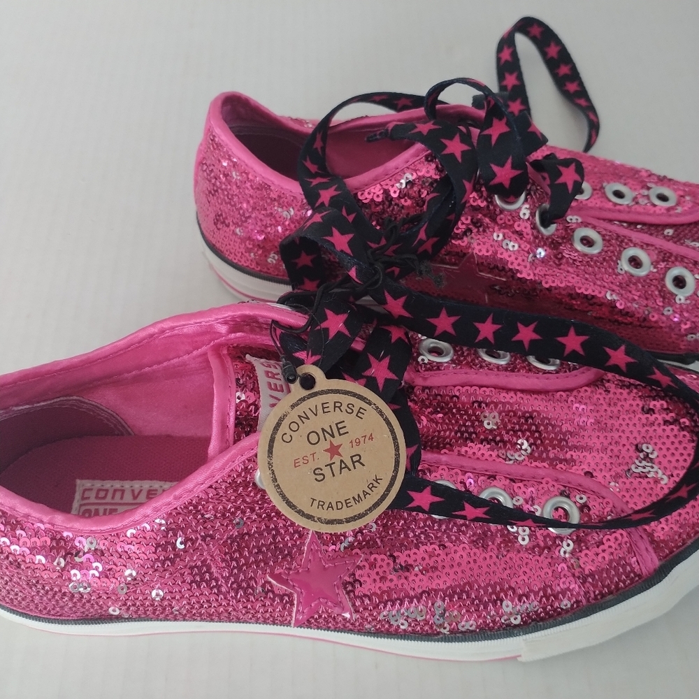 Converse One Star Pink Sequins Sneakers 8